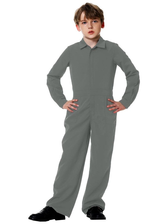 AOBUTE Grey Mechanic Workwear for Boys Girls Halloween Killer Jumpsuit Long Sleeve Zipper Outfits 11-12 Years - Image 3